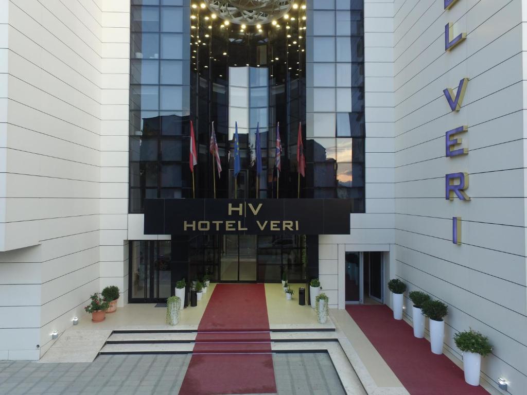 a view of the entrance to the hilton hotel at Hotel Veri in Peshkopi