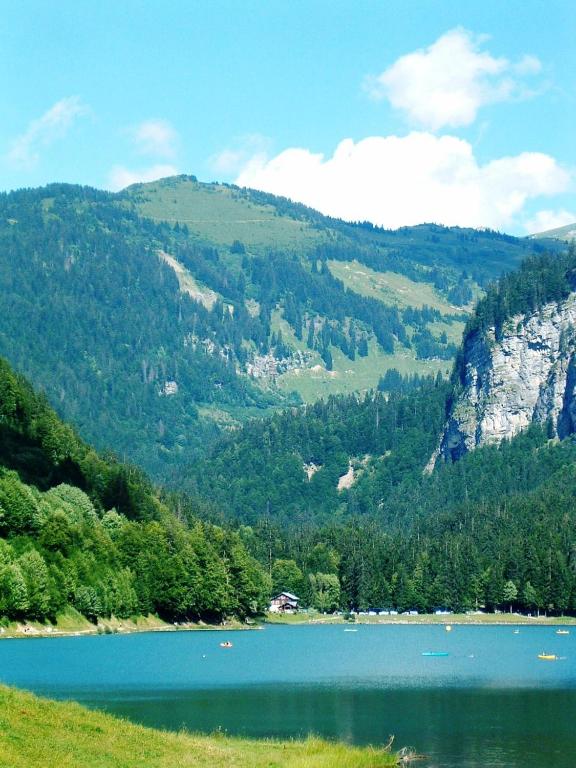 a lake in the middle of a mountain at Chalet Leslie in Morzine