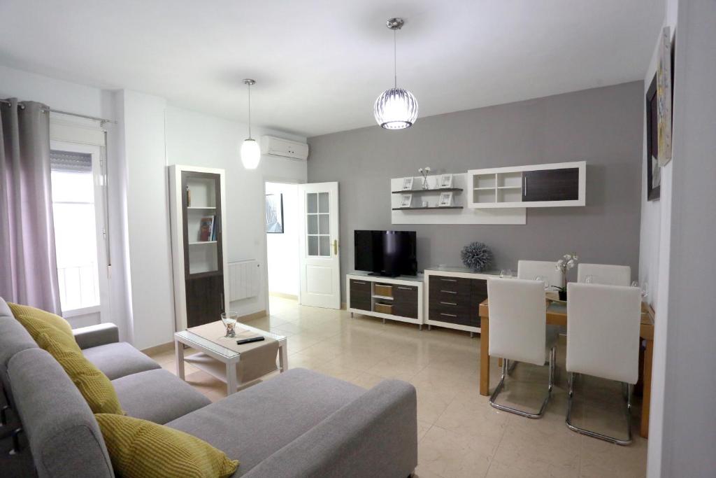 Televízia a/alebo spoločenská miestnosť v ubytovaní Apartamento Duque de Arcos 2