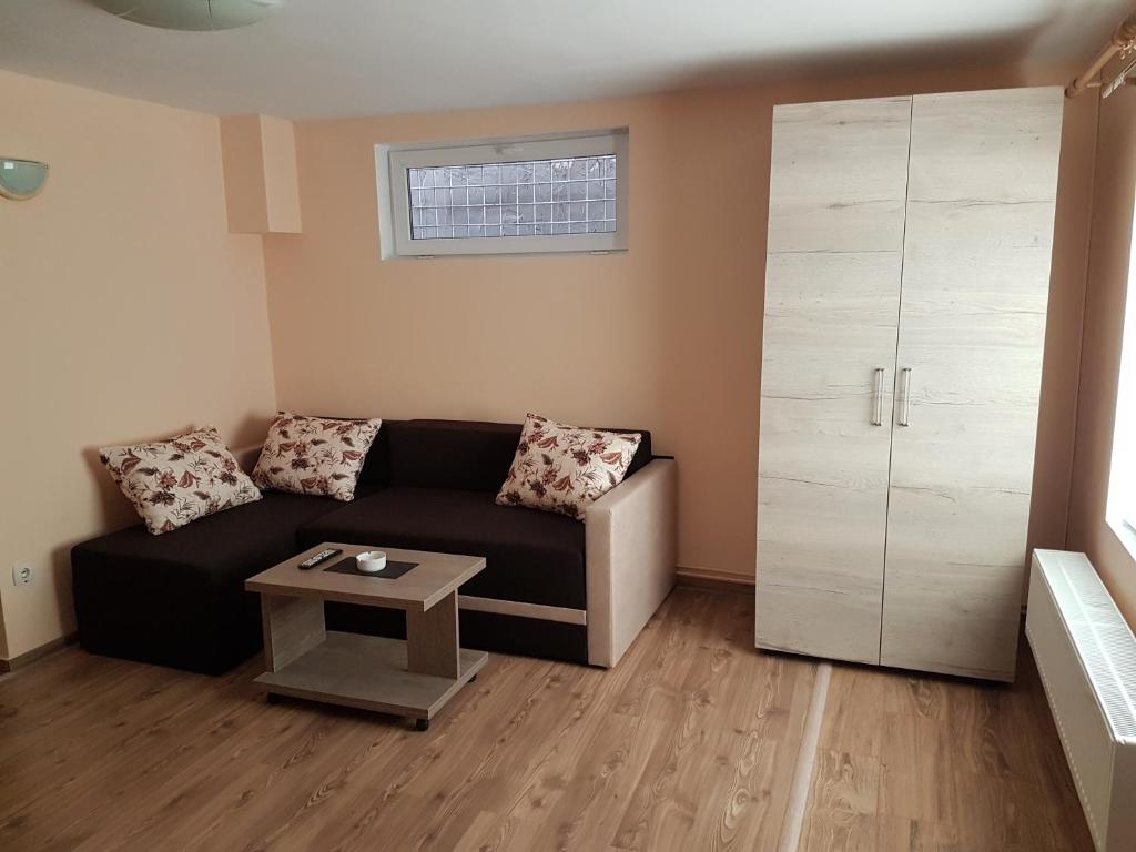 a living room with a couch and a table at Amma in Braşov