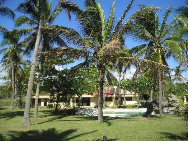 a group of palm trees in front of a house at CMDC Private Beach House in Batangas City