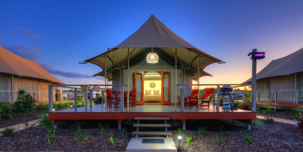a small house with a gazebo at Ingenia Holidays Rivershore in Maroochydore