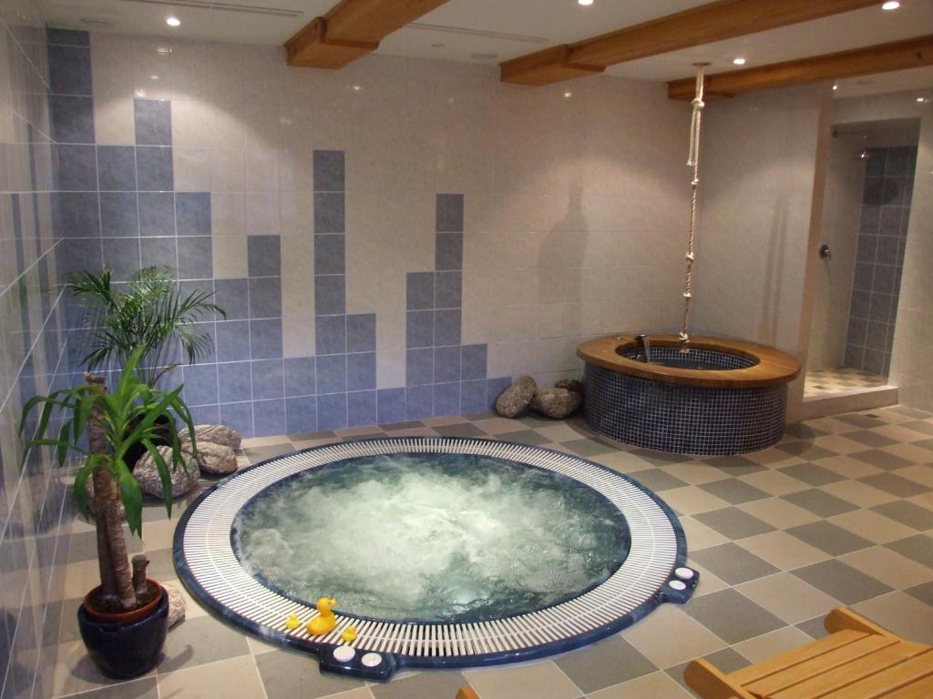 duży jacuzzi w środku pokoju w obiekcie Hotel v Nebi w mieście Josefuv dul