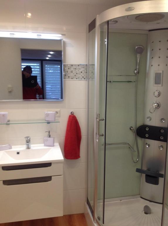 Koupelna v ubytování Ferienwohnung Sasbachwalden H15 Ap6 mit beheiztem Innenpool und Sauna