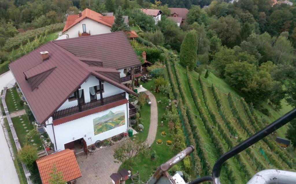 una vista aérea de una casa en un viñedo en Hiša Koražija, en Rogaška Slatina