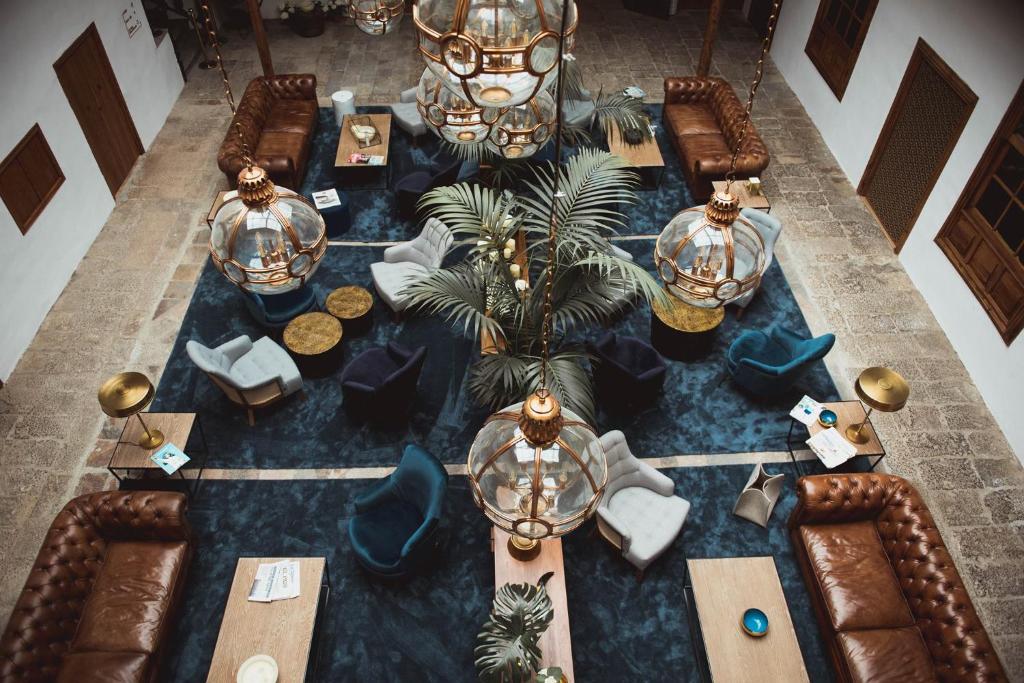 an overhead view of a dining table in a restaurant at La Laguna Gran Hotel in Las Lagunas