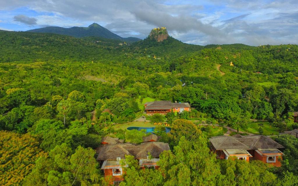 an aerial view of a resort in the mountains at Popa Garden Resort in Popaywa