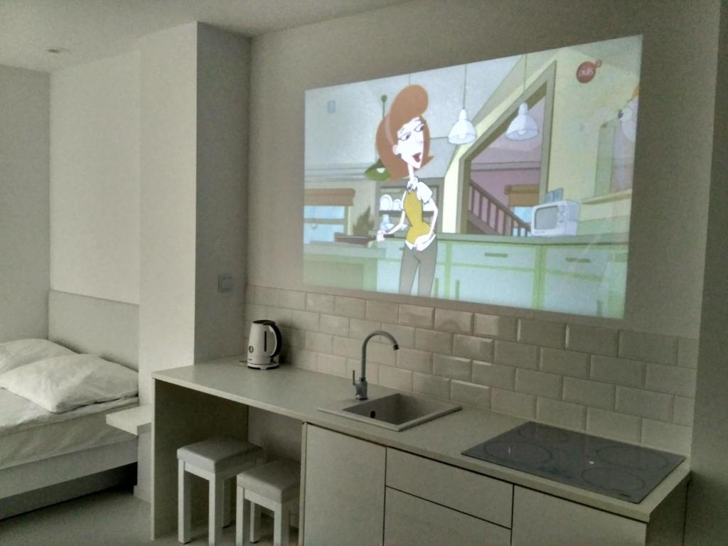 TV a/nebo společenská místnost v ubytování Mirror Apartments