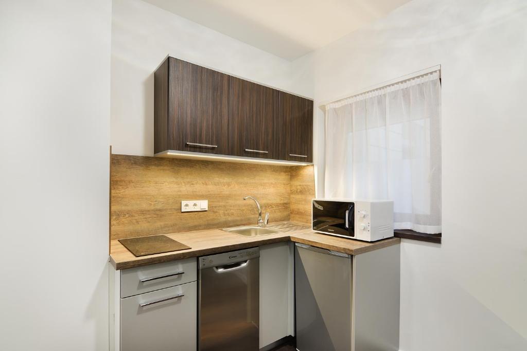 Kuchyňa alebo kuchynka v ubytovaní Paulay Downtown Apartments
