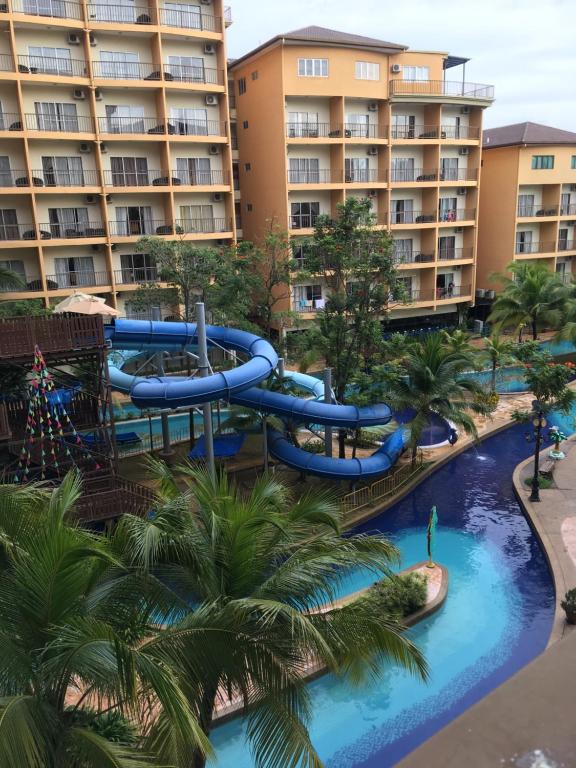 an aerial view of a water slide at a resort at Gold Coast Morib Resort in Banting