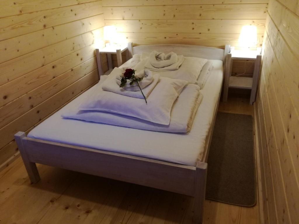 Voodi või voodid majutusasutuse Domki z jacuzzi Pasja I toas