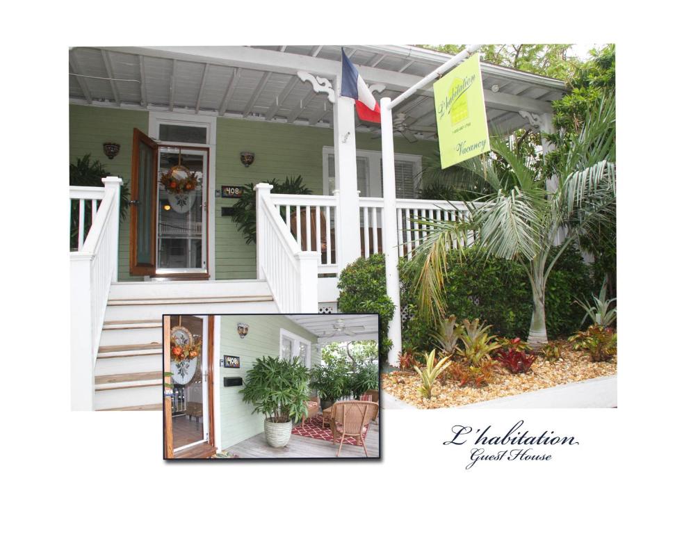 una foto di una casa con portico di L'Habitation Guesthouse- Adult Exclusive a Key West