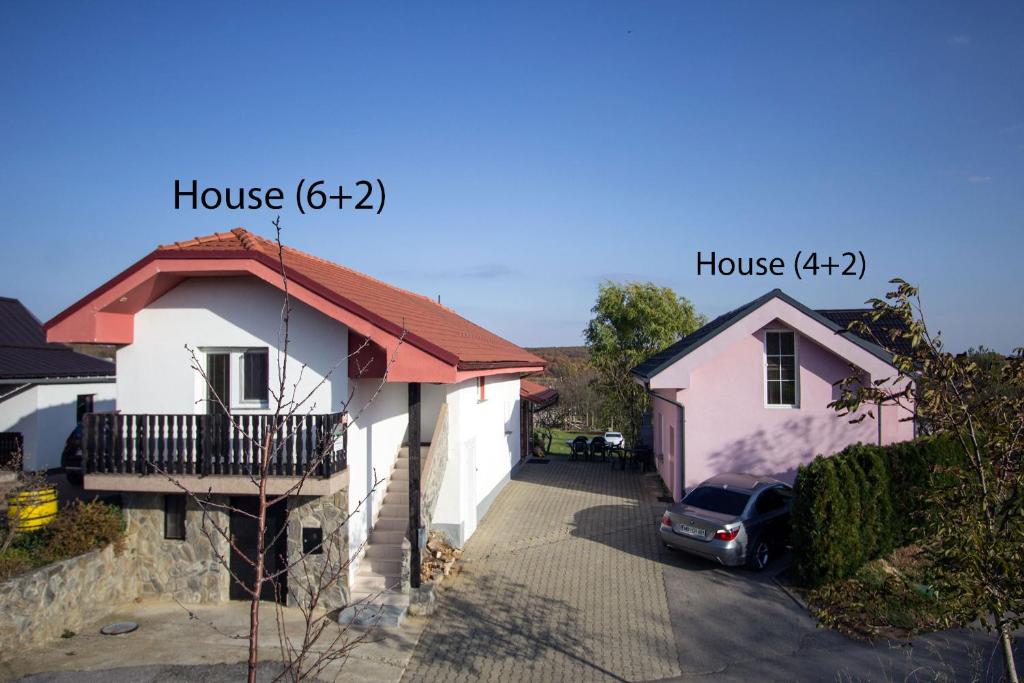 dos casas y un coche aparcado en una entrada en Holiday Home Janko, en Bogojina