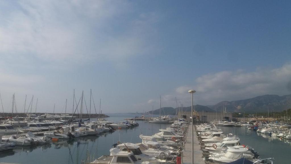 Un montón de barcos están atracados en un puerto deportivo. en Apartamento primera línea de mar, en Hospitalet de l'Infant