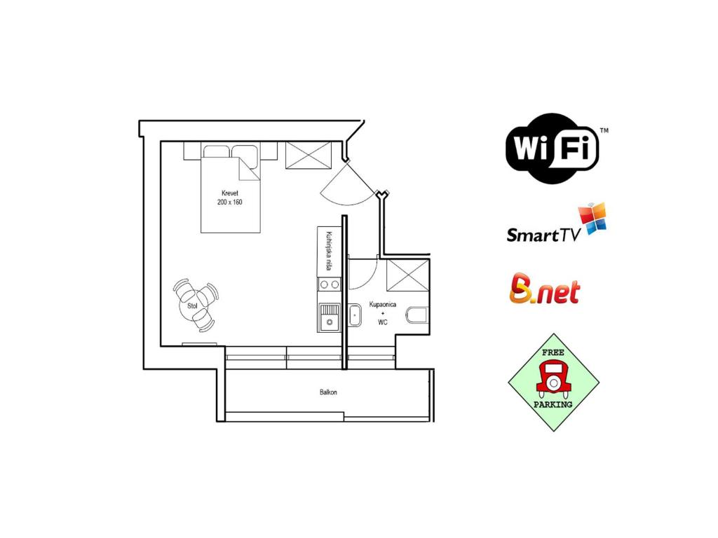 Plán poschodí v ubytovaní Apartmani Borko