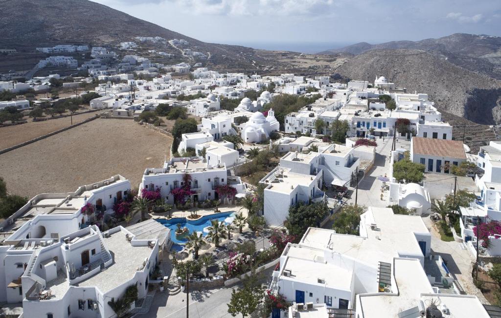 an aerial view of a town with white buildings at Polikandia Hotel in Chora Folegandros