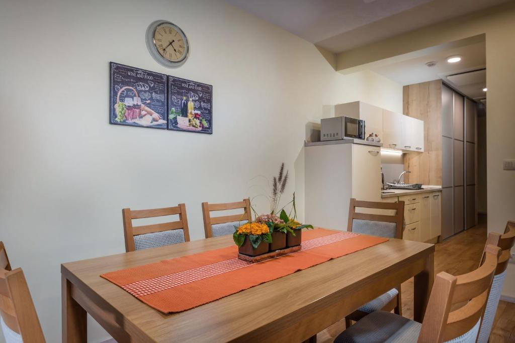 Kuchyň nebo kuchyňský kout v ubytování Apartmánový Dom Kriváň