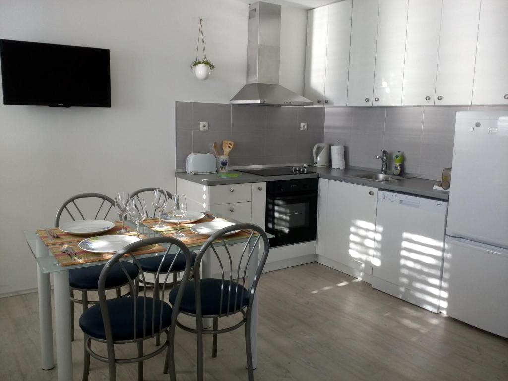 Kuchyň nebo kuchyňský kout v ubytování Apartments & Room Paula