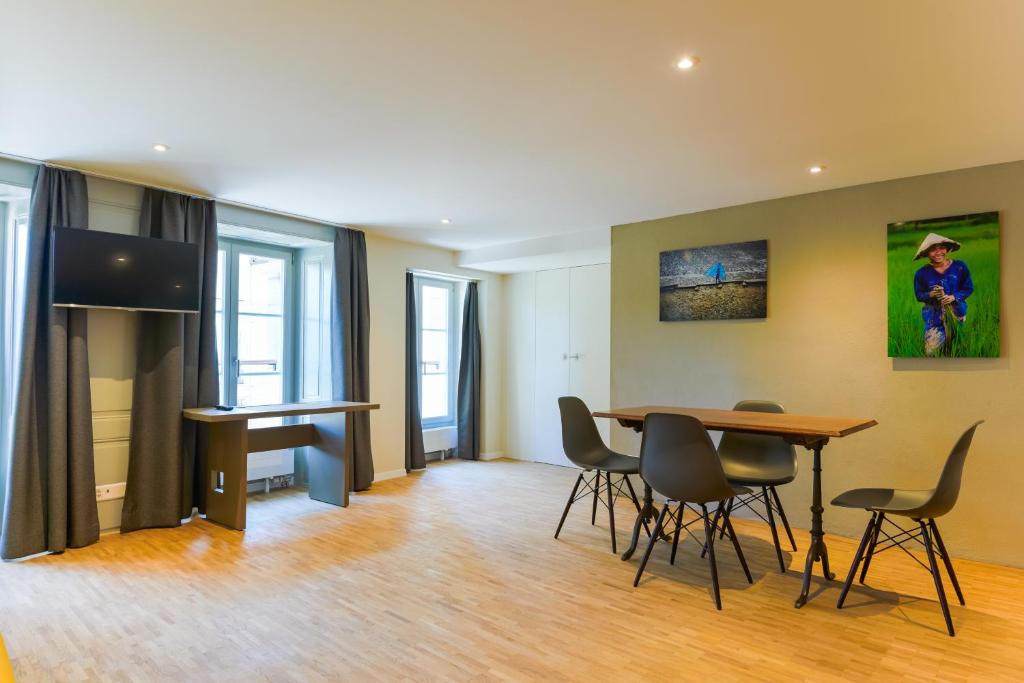 TV a/nebo společenská místnost v ubytování Aparthotel Hine Adon Fribourg