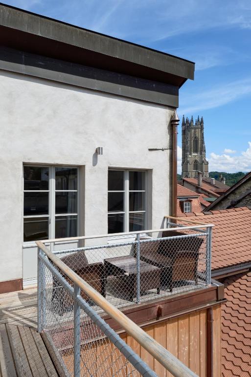 Balkón nebo terasa v ubytování Aparthotel Hine Adon Fribourg