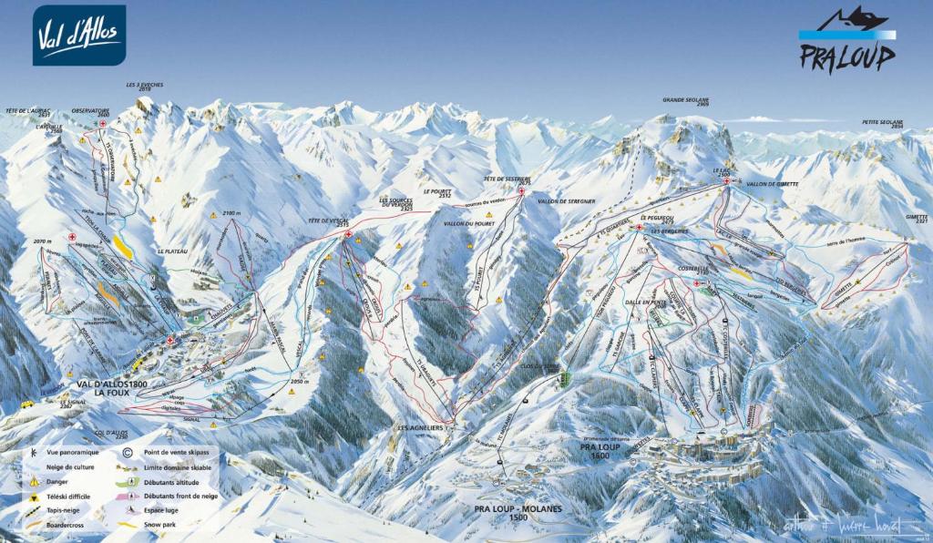 a map of a snow covered mountain at Chalet Barcelonnette in Barcelonnette