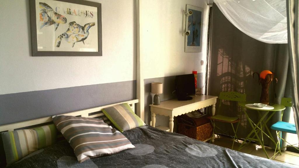 TV a/nebo společenská místnost v ubytování Studios Carribean Sea View