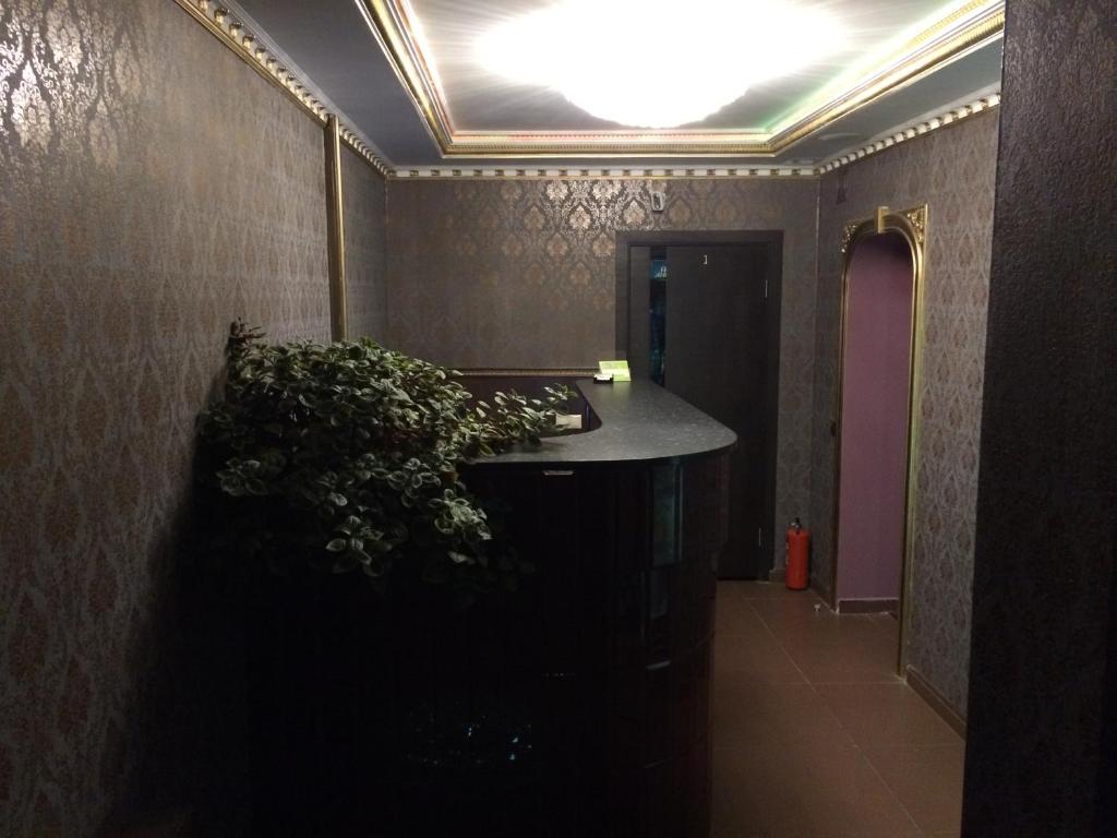 モスクワにあるHotel Comfortの壁に植物を植えたカウンター付きの部屋