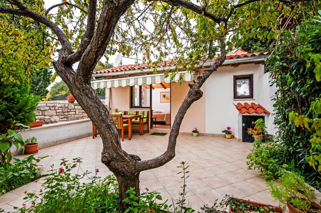 una casa con un patio con un árbol en Apartments & Rooms Chiara en Rovinj