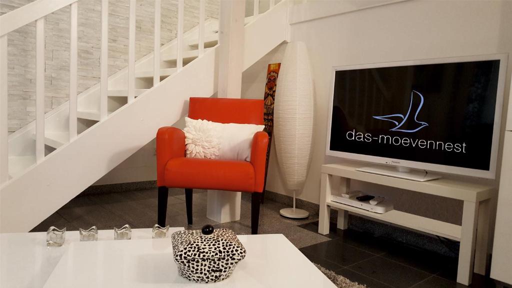TV a/nebo společenská místnost v ubytování Das Moevennest