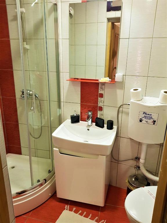 Koupelna v ubytování B&B Bazeni