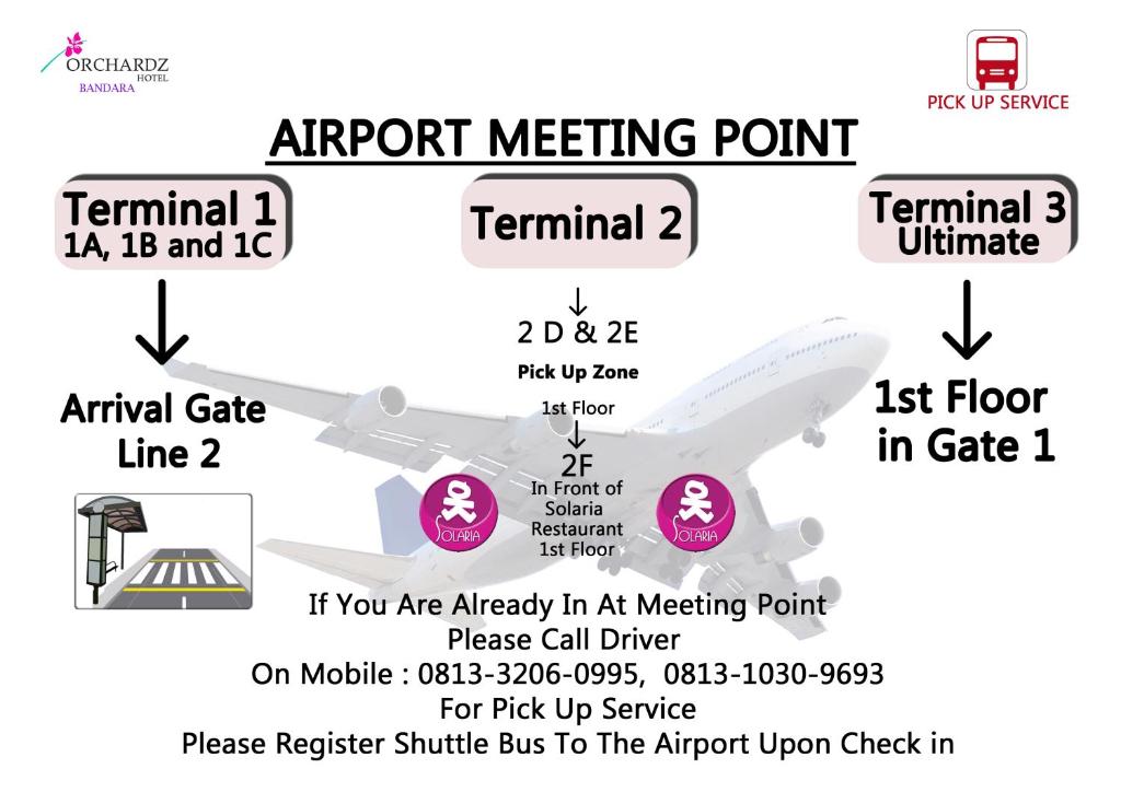 a diagram of an airport meeting point on an airplane at Orchardz Hotel Bandara in Tangerang
