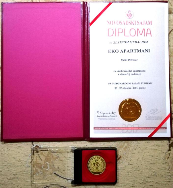 Certifikát, hodnocení, plakát nebo jiný dokument vystavený v ubytování Eko Apartmani