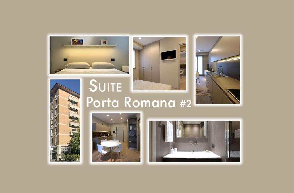 eine Collage mit Fotos eines Hotelzimmers in der Unterkunft Suite Porta Romana #2 in Mailand