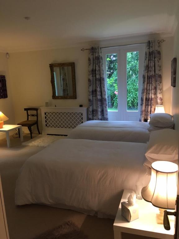 a bedroom with two beds and a window at Gweebarra in Holywood