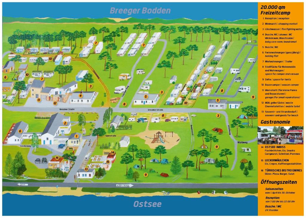a map of the berger bubble resort at FeWo im Camp Am Wasser in Juliusruh