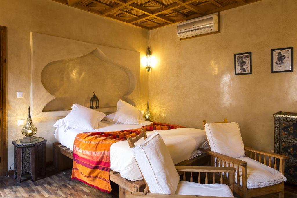 Un ou plusieurs lits dans un hébergement de l'établissement Riad Chbanate