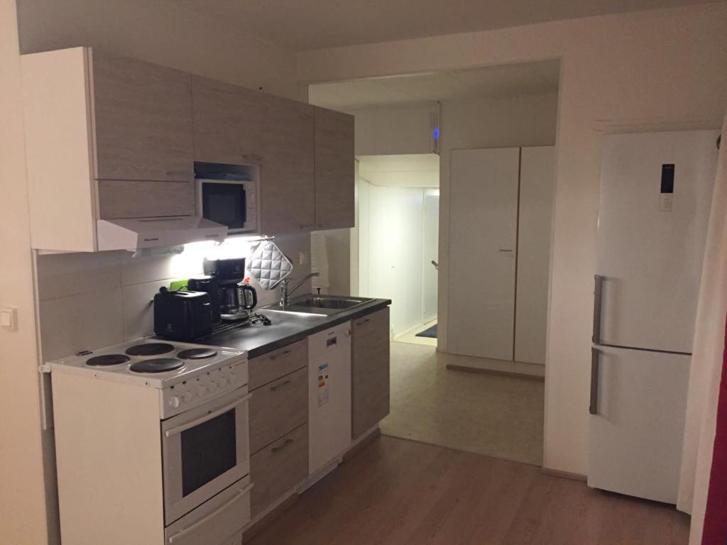 Kuchyň nebo kuchyňský kout v ubytování Mänty Holiday Apartments