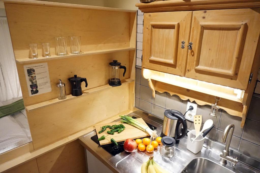 Kuchyň nebo kuchyňský kout v ubytování WANZ'inn Design Appartements