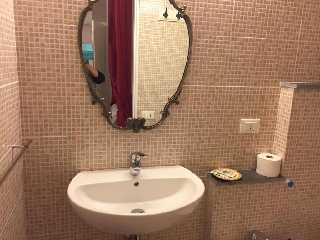 bagno con lavandino e specchio di Polo Residence a Firenze