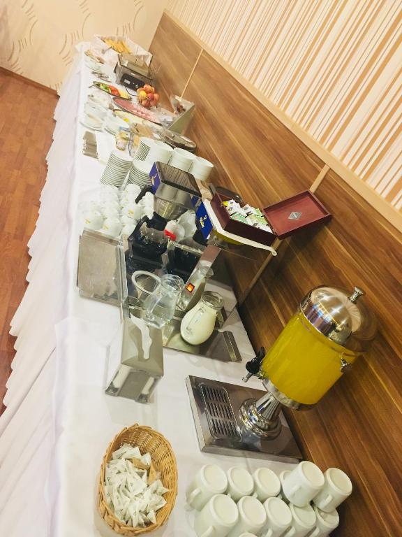 an overhead view of a table with food and drinks at Holiday Park Orava - Hotel Orava in Dolný Kubín