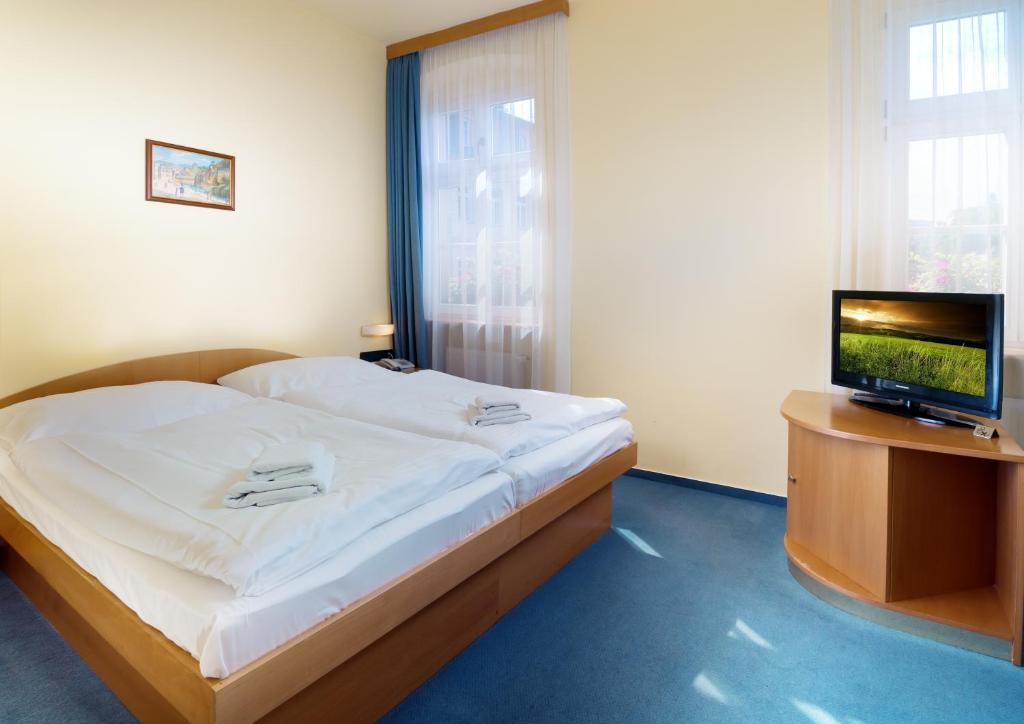 Postel nebo postele na pokoji v ubytování Hotel Ruze
