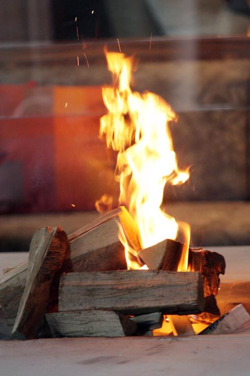 a fire is burning in a piece of wood at Parkhotel Stuttgart Messe-Airport in Leinfelden-Echterdingen