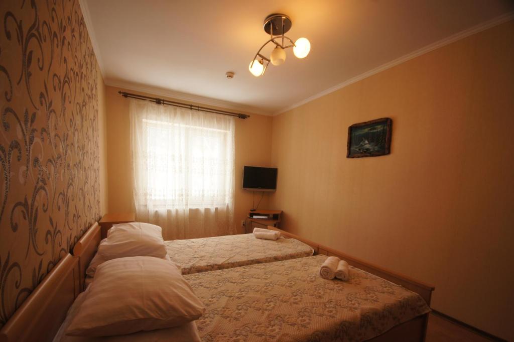 Postel nebo postele na pokoji v ubytování Zirka Karpat