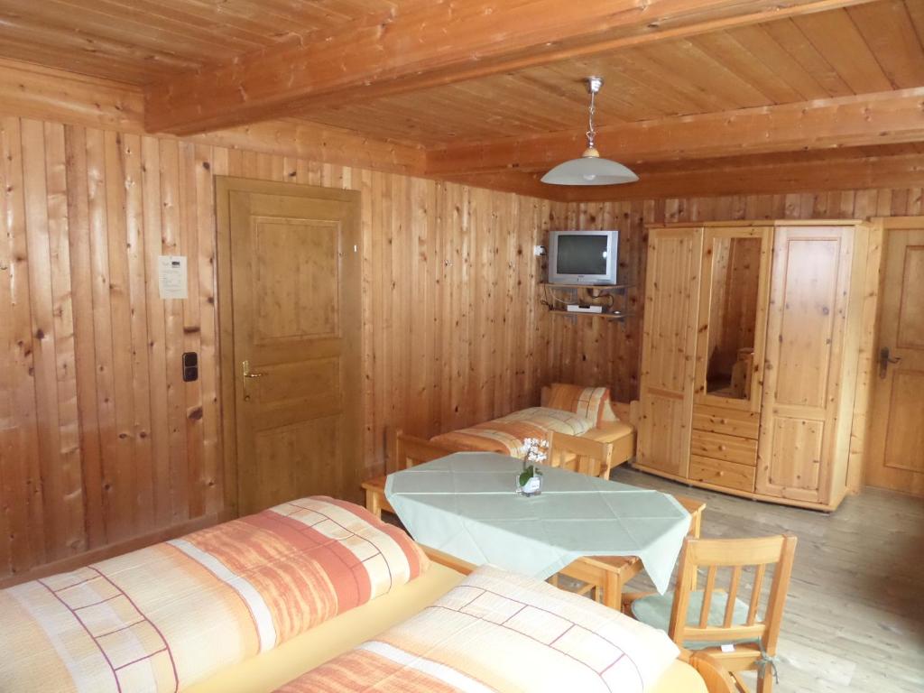 Televízia a/alebo spoločenská miestnosť v ubytovaní Hoazhof