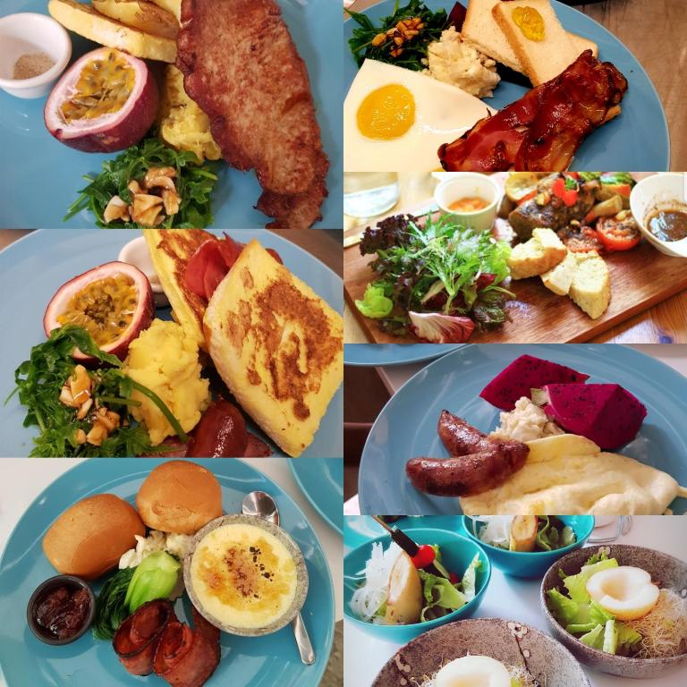 a collage of four pictures of different types of food at 日月潭山慕藝旅 Sun Moon Inn in Yuchi