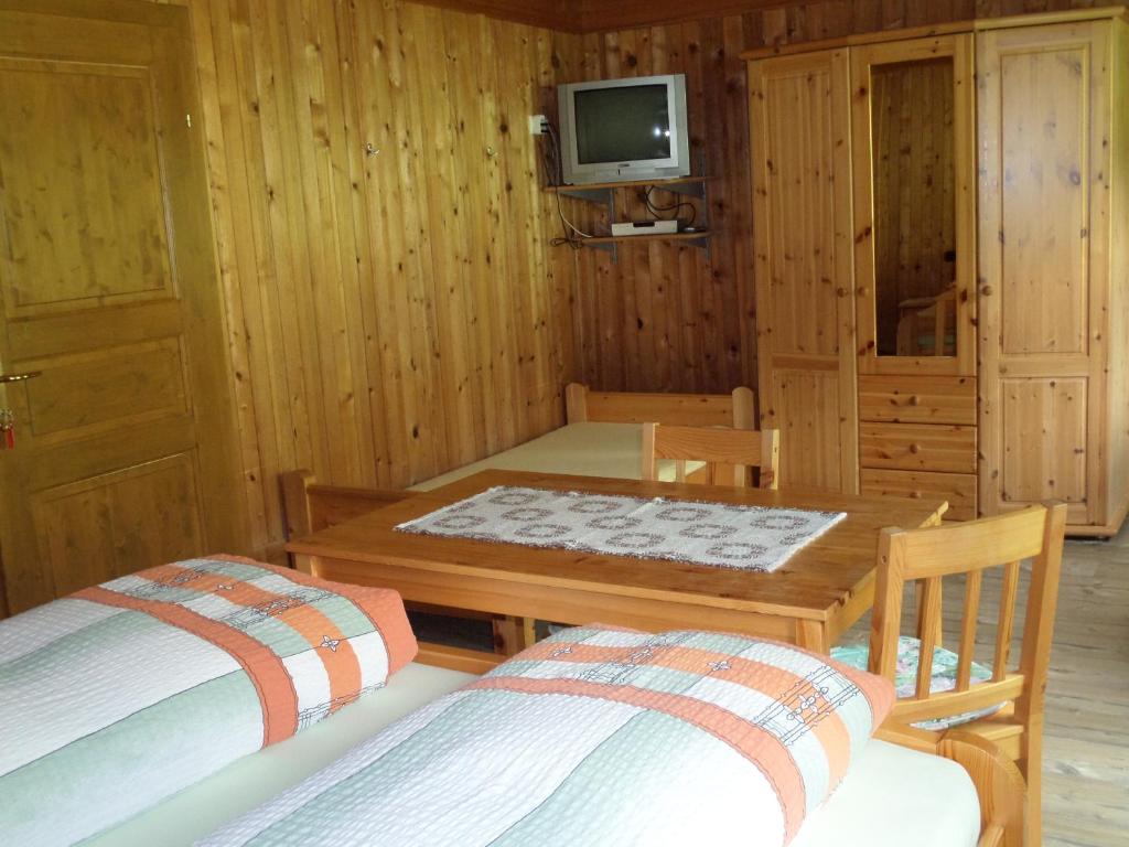 Televízia a/alebo spoločenská miestnosť v ubytovaní Hoazhof