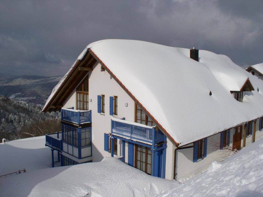 una casa cubierta de nieve en una montaña en Ferienland Sonnenwald, en Schöfweg