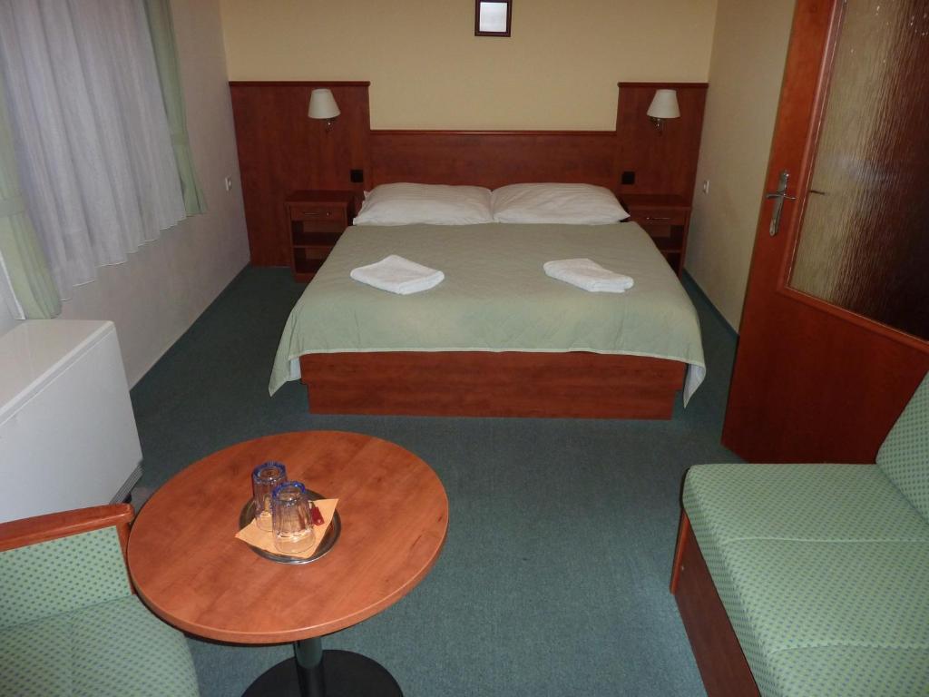 Postel nebo postele na pokoji v ubytování Hotel Praha