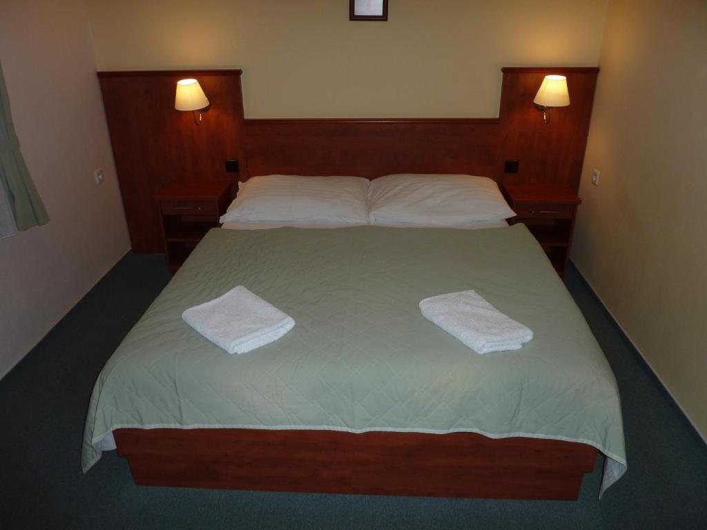 Postel nebo postele na pokoji v ubytování Hotel Praha