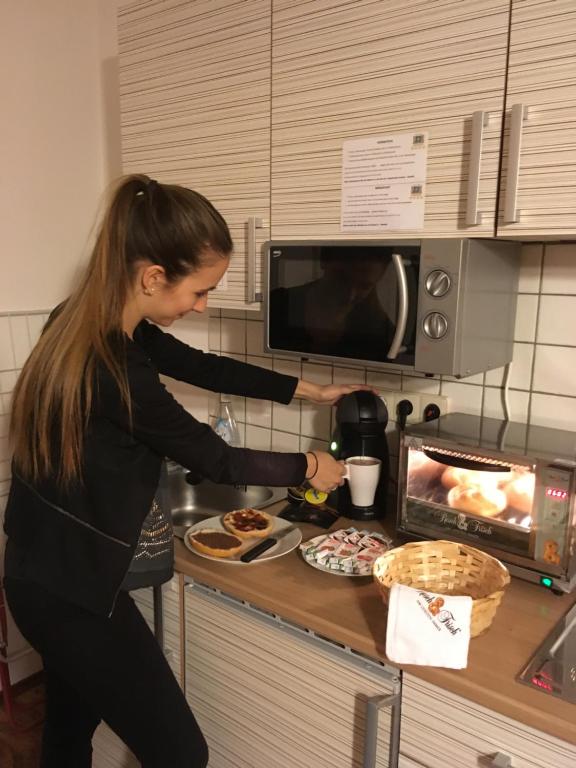 Kuchyň nebo kuchyňský kout v ubytování Appartementhaus Thermeneck
